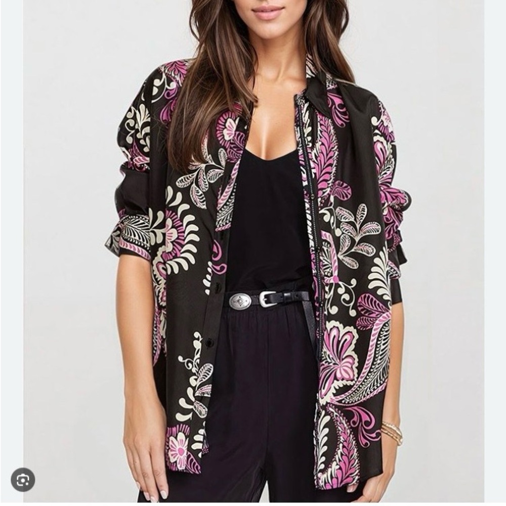 NWT Black & Pink Silk Shirt
